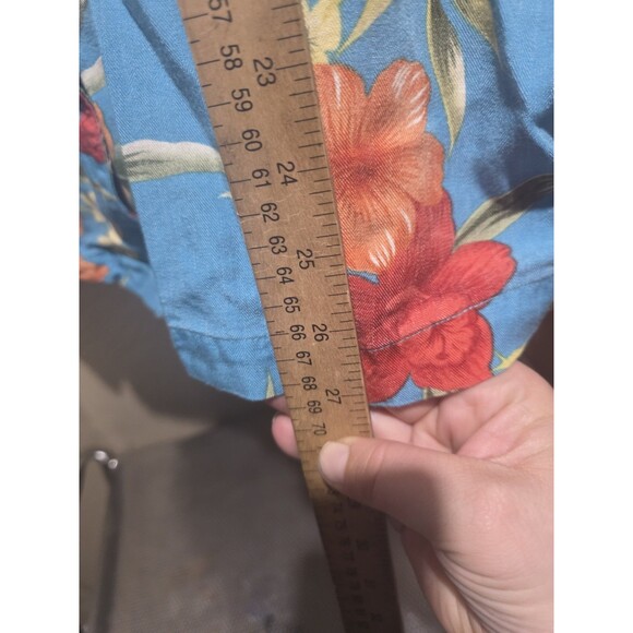 Caribbean Joe Blue Hawaiian Shirt Floral Women's Size 3XL Short Sleeve - Picture 5 of 6